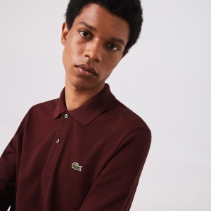 Lacoste classic fit long-sleeve Polo Shirt in marl petit pique