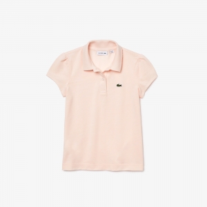 Girls' Lacoste Scalloped Collar Mini Pique Polo Shirt