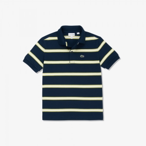 Boys' Lacoste Striped Pique Polo Shirt