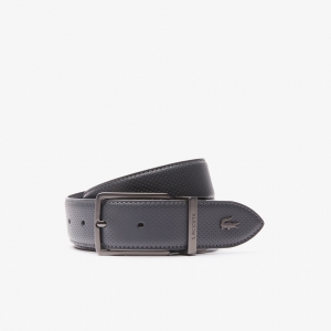 Men's Lacoste Engraved Buckle Reversible Pique Leather Belt