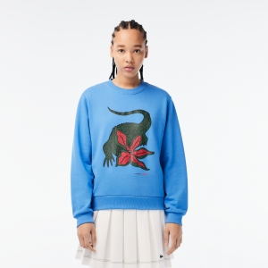 Women's Lacoste x Netflix Loose Fit Organic Cotton Fleece Sweatshirt