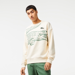 Men's Lacoste Round Neck Loose Fit Croc Print Sweatshirt