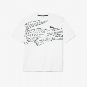 Men's Lacoste Round Neck Loose Fit Crocodile Print T-shirt